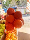 Oranges in fruit shop market bunch of healthy juicy fruits Royalty Free Stock Photo