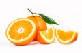 Oranges and half juicy half oranges