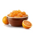 Oranges Jam In Plate With Oranges Fruits