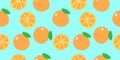 Oranges with leaves seamless pattern Royalty Free Stock Photo