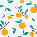 Oranges and leaves seamless pattern Royalty Free Stock Photo