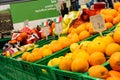 Oranges and lemons, fresh citrus fruits, in an italian fruit market