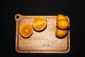 Oranges and lemons with balck Background