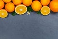 Oranges orange fruits slate copyspace top view