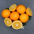 Oranges orange fruits slate square top view