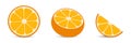 Oranges with orange slice and half orange. Citrus