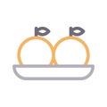 Oranges Plate Thin Color Line Vector Icon