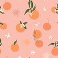 Oranges seamless fabric design cute pattern. Fabric fashion design tropical pattern