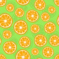 Oranges seamless pattern. Citrus background with slices of oranges. Vector illustration