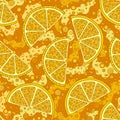 Oranges slices on a orange background seamless pattern Royalty Free Stock Photo