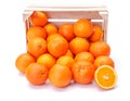 Oranges in wooden crate Royalty Free Stock Photo