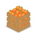 Oranges in wooden crate Royalty Free Stock Photo