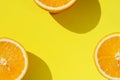 Oranges on yellow background