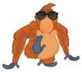 Orangutan in black sunglasses