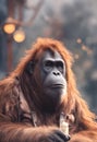 Orangutan cinematic portrait, human interest style photography, Anthropomorphic animals, Portrait photography, AI generated image Royalty Free Stock Photo