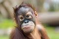 orangutan youngster making a pouty face