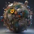 Orb of Nature and Artifact: A Harmonious Composite Sphere Royalty Free Stock Photo