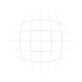 Orb, sphere with squares line mesh, grid. Circular, concentric element. Ball, globe with convex protrusion, bump distort effect.