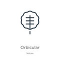 Orbicular icon. Thin linear orbicular outline icon isolated on white background from nature collection. Line vector sign, symbol
