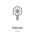 Orbicular outline vector icon. Thin line black orbicular icon, flat vector simple element illustration from editable nature