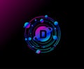 Orbit D Letter Design. Modern planet with line of orbit. Colorful abstract Circle geometry planet logo