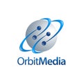 Orbit Media. Sphere planet orbit logo concept design template