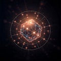 Orbital Data Cube with Orange Glimmer Royalty Free Stock Photo