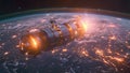 Orbital explorer: satellite soars majestically in space animation.