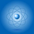 Orbital model of atom on blue background