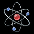 Orbital model of atom - physics 3D illustration