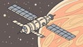 Orbital Space Station Distant Planet, Cosmic Exploration, vector design Generative AI Royalty Free Stock Photo