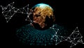 Orbits of global information. digital data orbits. world network technology. technology communication.