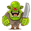 Orc, character, computer games, dagger, Cartoon, vector Royalty Free Stock Photo