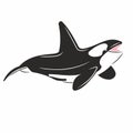 Orca Black And White Arctic Killer Whale Swimming, Realistic Aquatic Mammal Vector Drawing