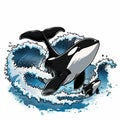 orca jumping out of water on white background 1 Royalty Free Stock Photo