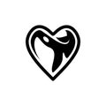 Orca love black and white cartoon symbol icon Royalty Free Stock Photo