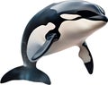 Orca, Watercolor painting of Killer Whale (Orca). AI-Generated.