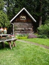 On the grounds of Orcas Island Pottery store, a studio pottery in beautiful surroundings