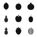 Orchard fruits icons set, simple style