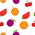 Orchard fruits pattern, cartoon style