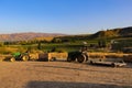 Orchard view in New Zealand, Cherry picking environment, tractor, agriculture work, New Zealand Royalty Free Stock Photo