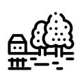 Orchard in village icon vector outline illustration