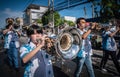 An orchestra in the Buffalo Running Festival Parade, an annual event for the people of Chonburi, Thailand