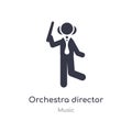 orchestra director with stick outline icon. isolated line vector illustration from music collection. editable thin stroke