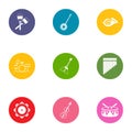 Orchestra icons set, flat style