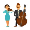 Orchestra members with violin and violoncello isolated illustration Royalty Free Stock Photo