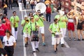 Orchestra. Music band. Orchestra of musicians at the start of the running of the bulls during the festivities in the town