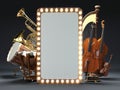 Orchestra musical instruments 3D rendering