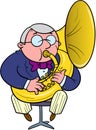 Orchestra musician plays the tuba