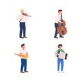 Orchestra musicians flat color vector faceless character set